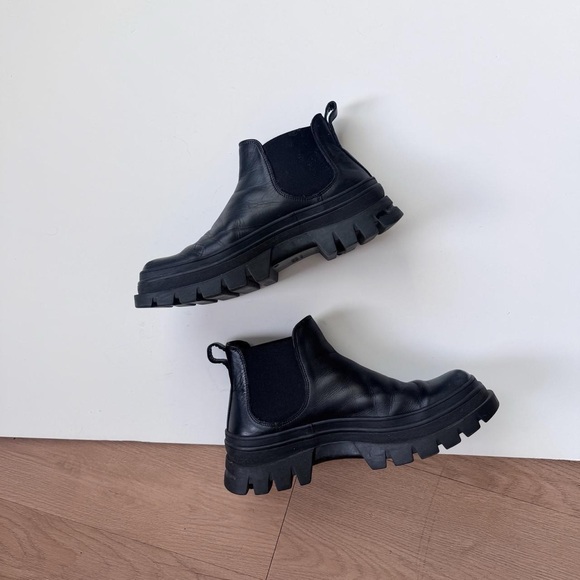 Koio Black Leather Boots 10 Platform Chunky Lung Ankle Grunge Minimalist - Picture 6 of 8